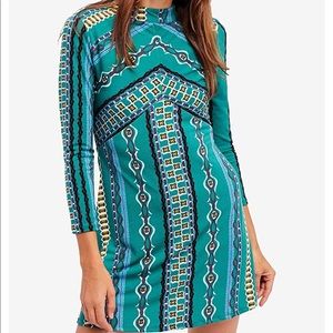Free People Green Combo Stella Mini Dress